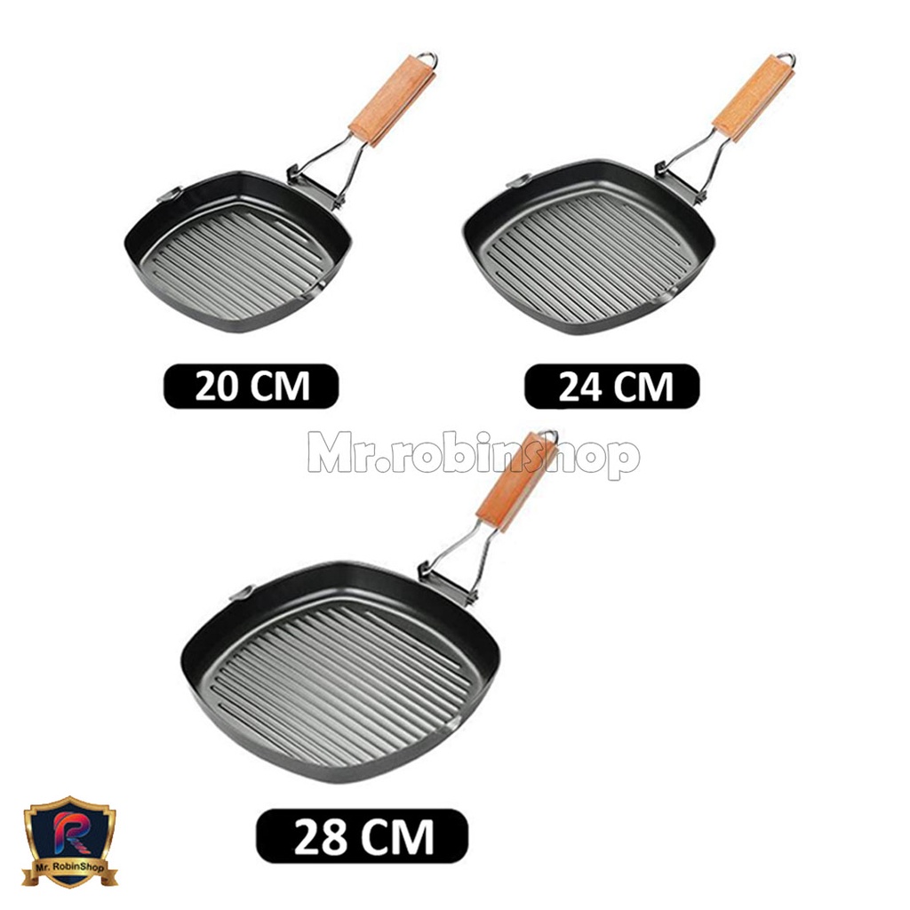 Square Grill Pan Lipat Anti Lengket / Grill Pan / anti lengket 20, 24, 28cm