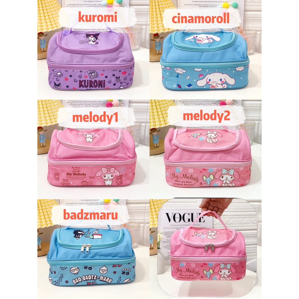 Tas bekal susun hello kitty sanrio lunch bag TB010 double layer melody snoopy aluminium foil