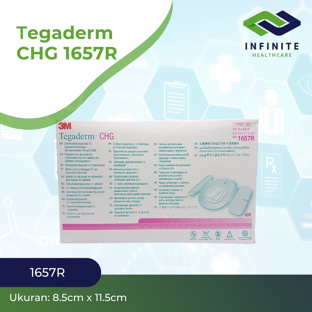 3M Tegaderm CHG 1657R Size 8.5cm x 11.5cm isi 25pcs Plester Luka Tegaderm Original