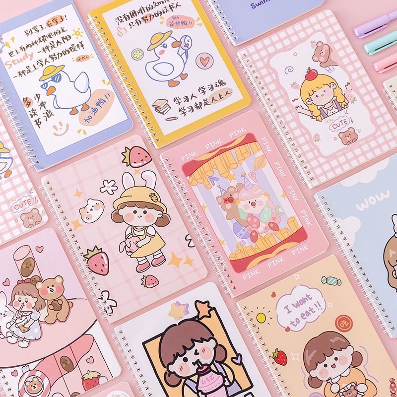 PART 1 NOTEBOOK A5 BUKU TULIS SPIRAL BUKU CATATAN MOTIF LUCU AESTHETIC GARIS NOTE BOOK