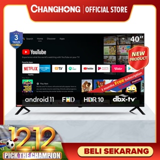 Changhong 40 Inch Newest Android 11 Frameless Smart TV Digital LED TV FHD -Netflix-Youtube- Google Playstore (L40G7N)