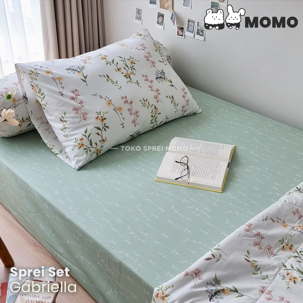 Sprei Set Katun Lokal - Motif Bunga - Ukuran 100 x 200