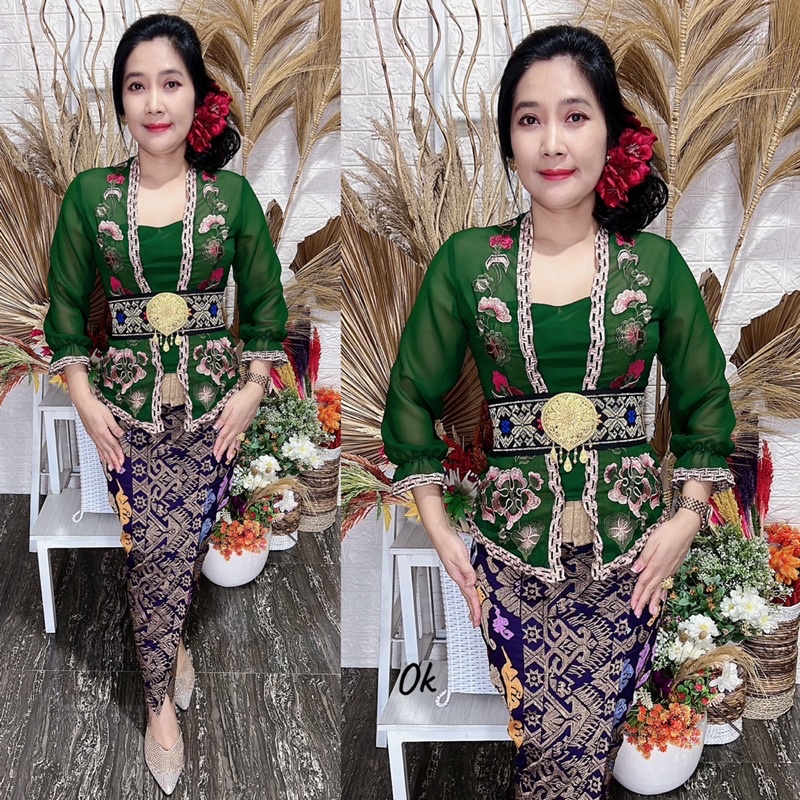 kebaya jadi bordir motif daun waru