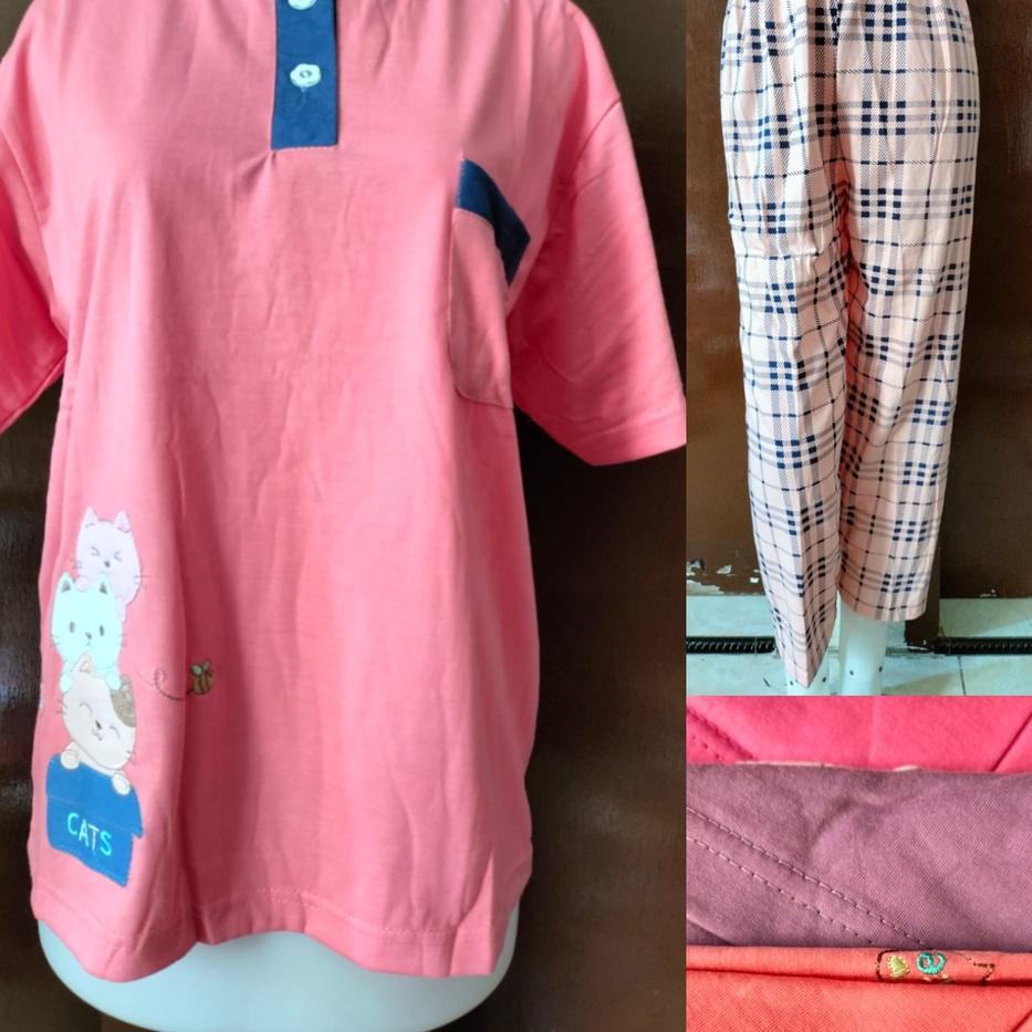 Babydoll CP AMRO Label MERAH Baby Doll Lengan Pendek Celana Panjang Baju Tidur Wanita