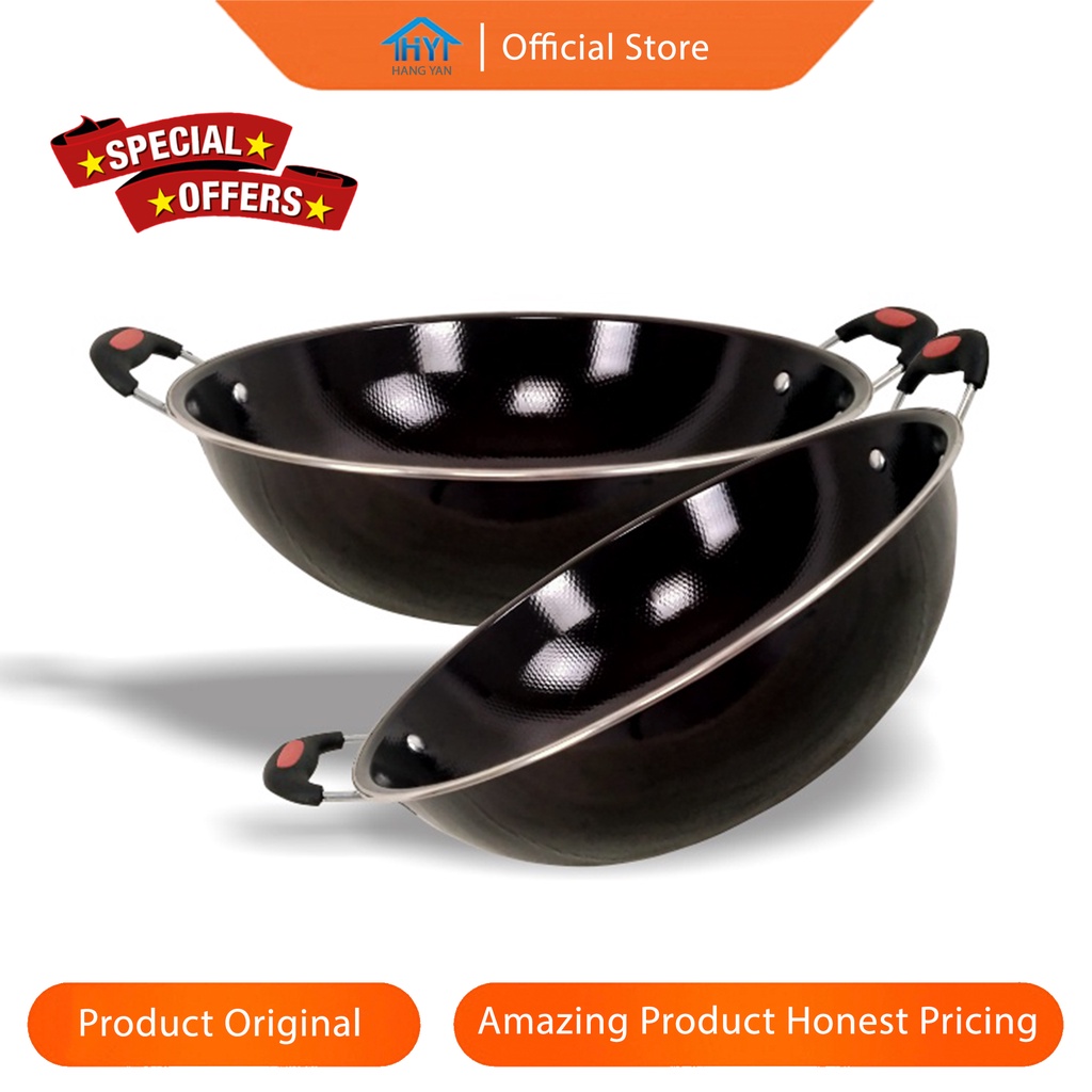 Wajan Enamel Anti Lengket 34CM Penggorengan Gagang Termurah Original