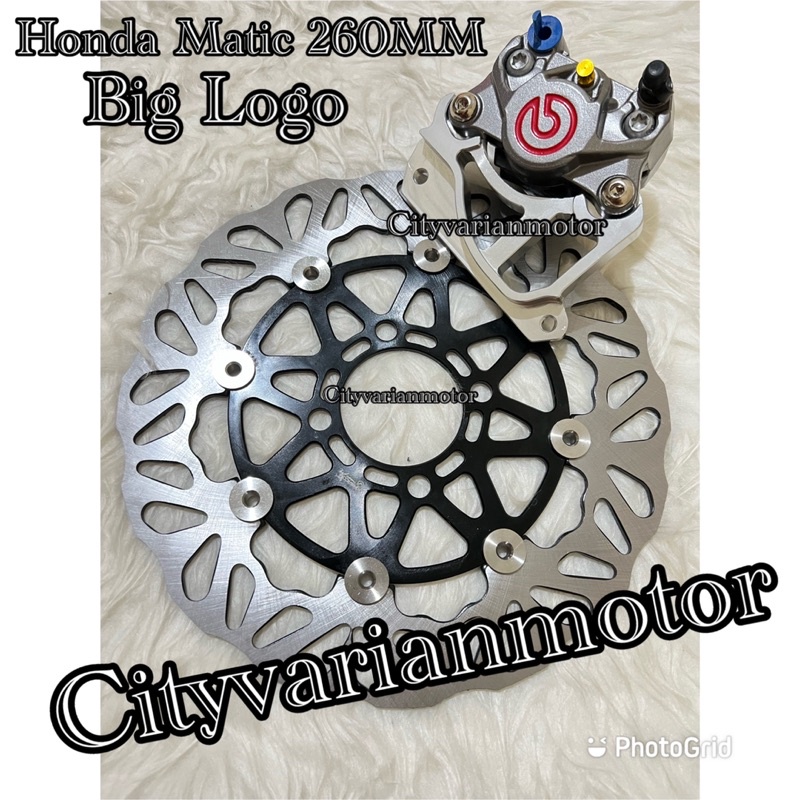 Paket Kaliper Big Logo Plus Piringan Disk Cakram Depan m- PSM 260 Plus Breket Kaliper 2p Piston 260MM Honda Matic Vario 125 150 Vario New Mio Beat Scoopy new Mio Sporty