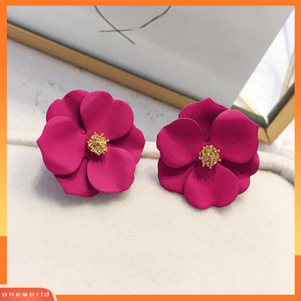 OW@ Women Fashion Painting Multicolor Flower Stud Earrings Summer Beach Jewelry Gift