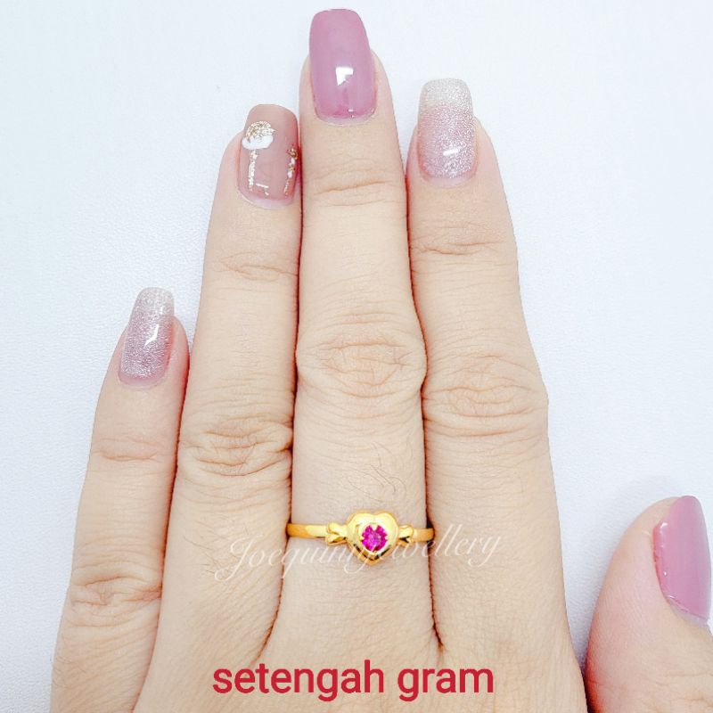 cincin setengah gram emas muda love berbagai mata