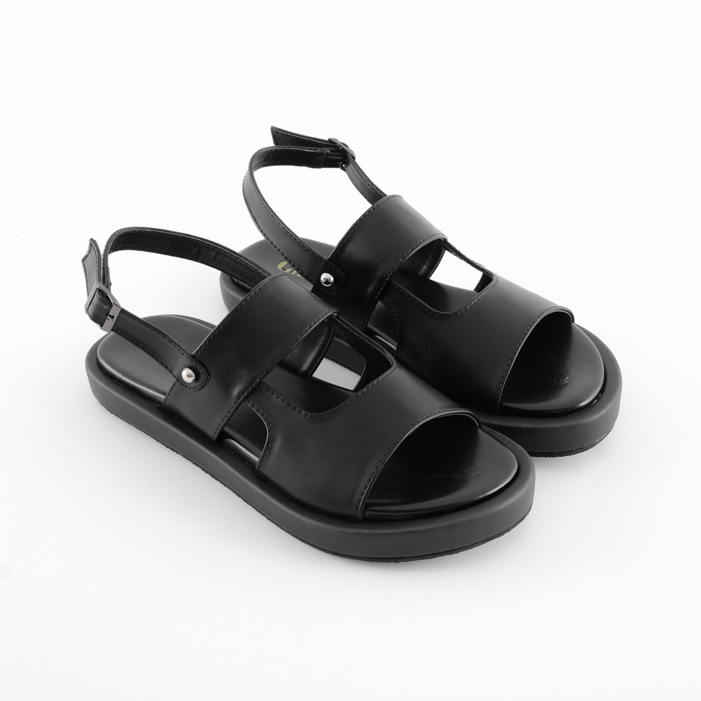 Sandal Wanita - Gianina / Zaida Black Platform Sandals