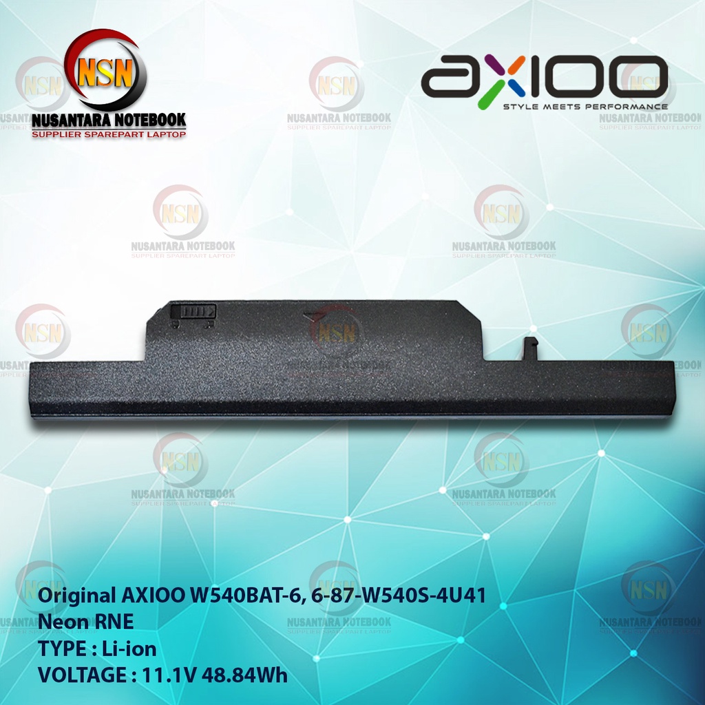 Baterai Original Laptop AXIOO W540BAT-6, 6-87-W540S-4U41 NEON RNE 11.1V 48.84Wh