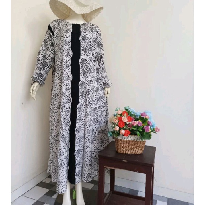 GAMIS JUMBO RAYON MONOKROM HITAM PUTIH