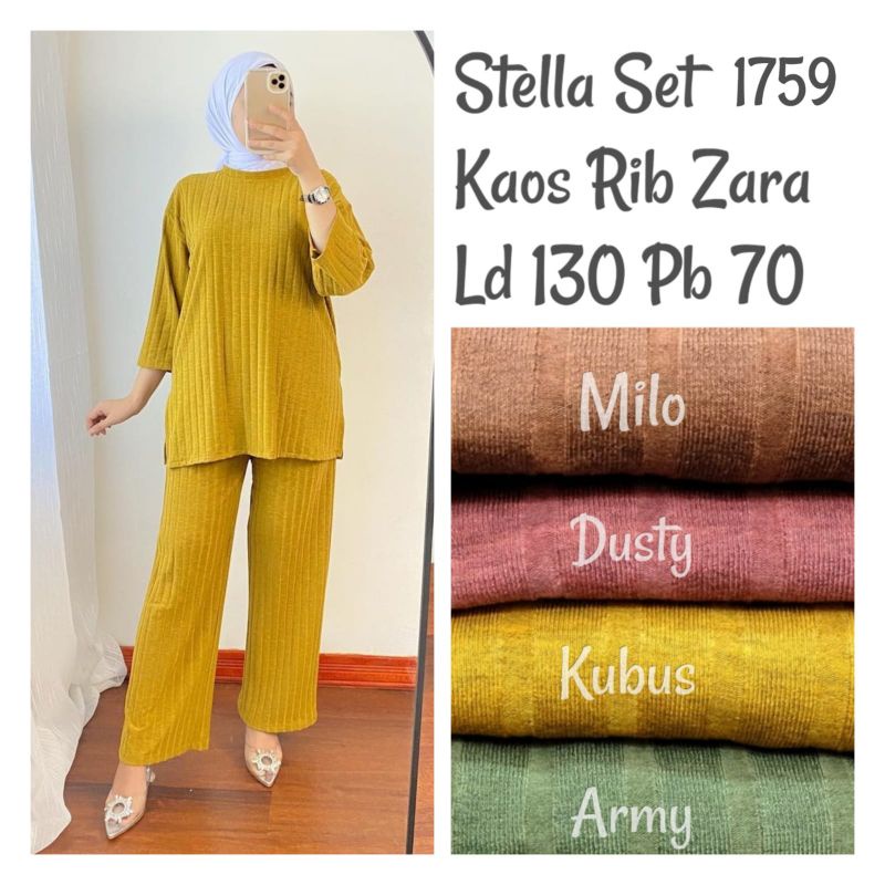 Jual Heyrin Stellan Set Bhn Kaos Rib Zahra Ld 130 Pb 70 Warna Milo