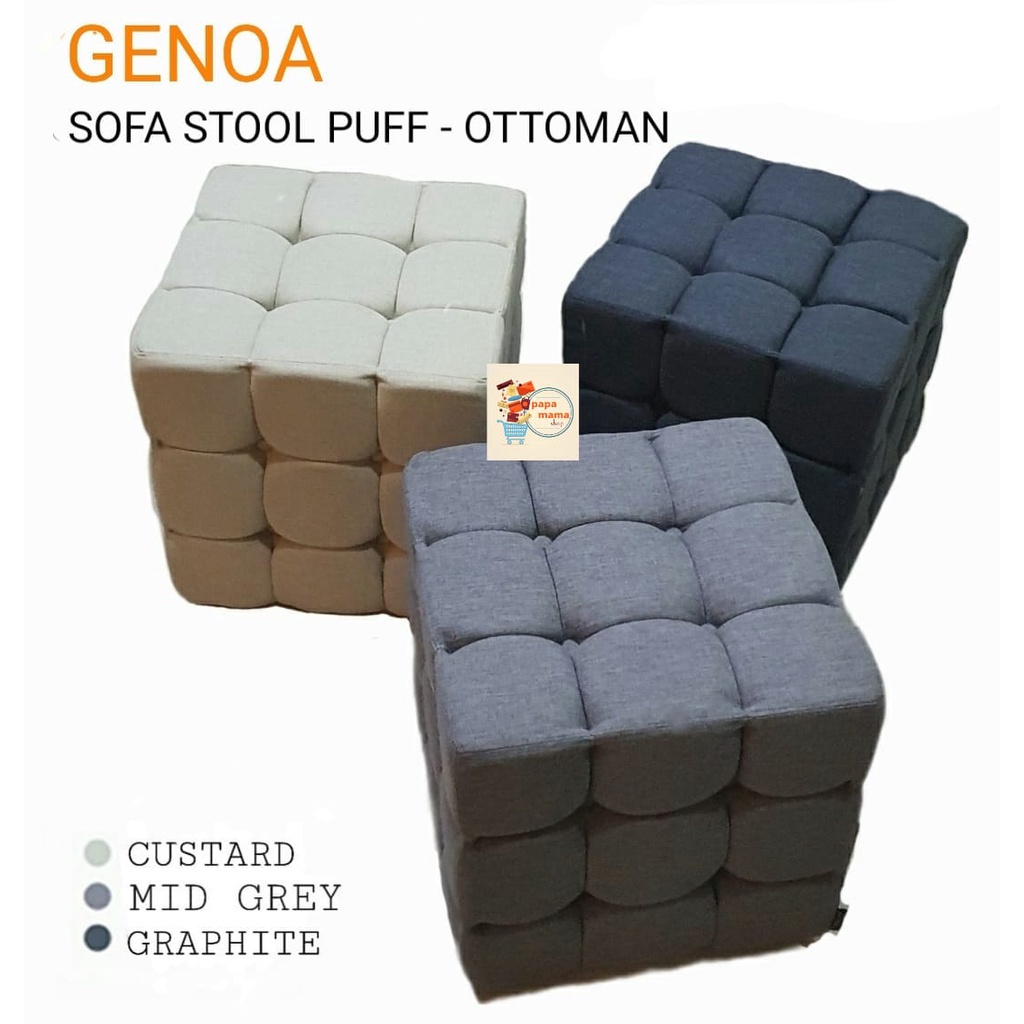 Cassalino Sofa Stool - Kursi Puff 45x45 Genoa - Kursi Sofa Tambahan - Sofa Minimalis - Medan