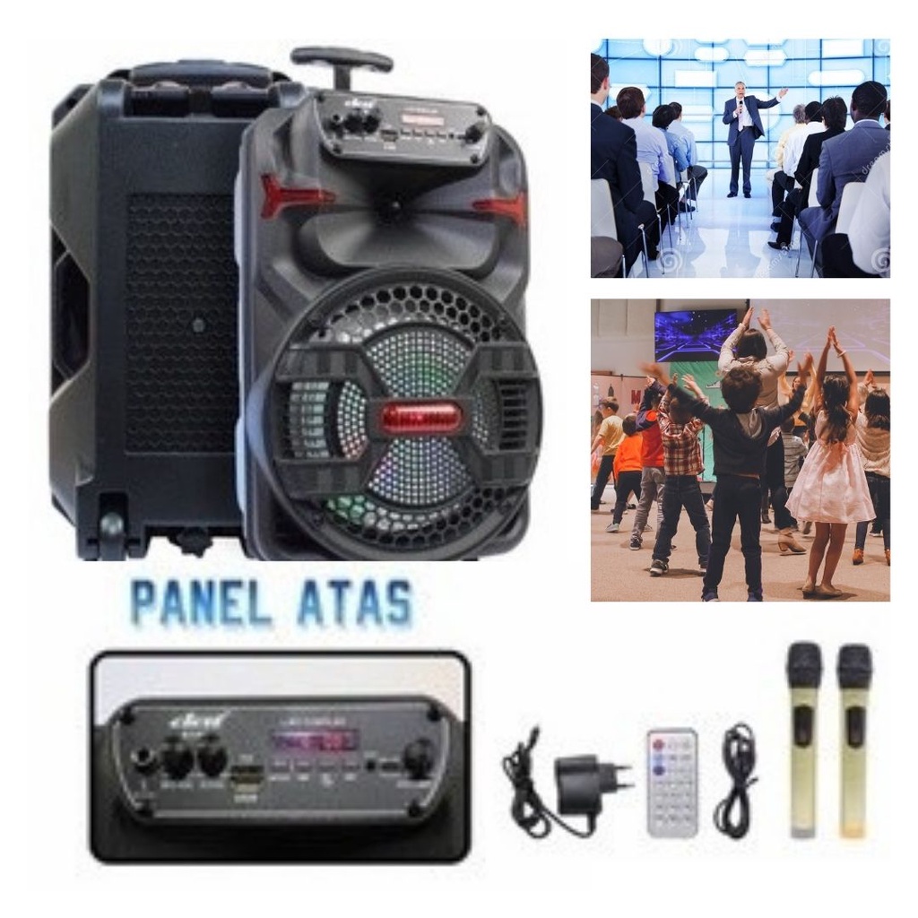 Speaker Trolley In Outdoor Portable Bluetooth 2 Mic Wireless 8 Inch Super DT