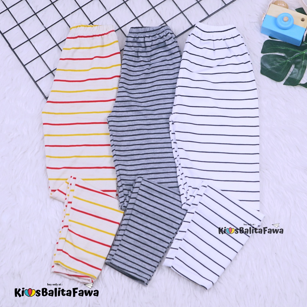 Legging Salur uk 8-10 Tahun / Leging Panjang Celana Motif Garis Anak Perempuan Tanggung Murah Adem