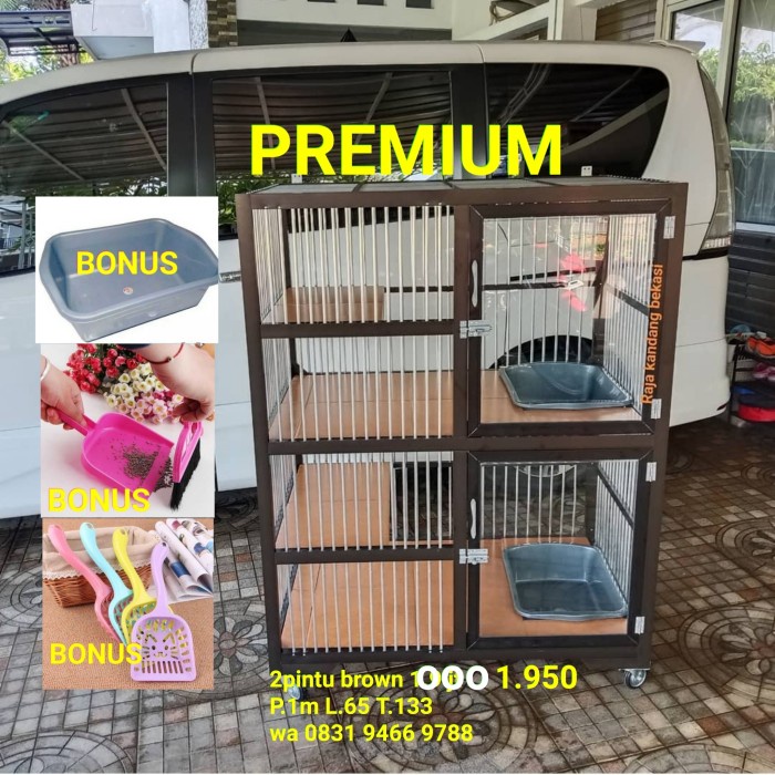 {BerjayaStore} kandang kucing alumunium Raja kandang bekasi - Cokelat Murah