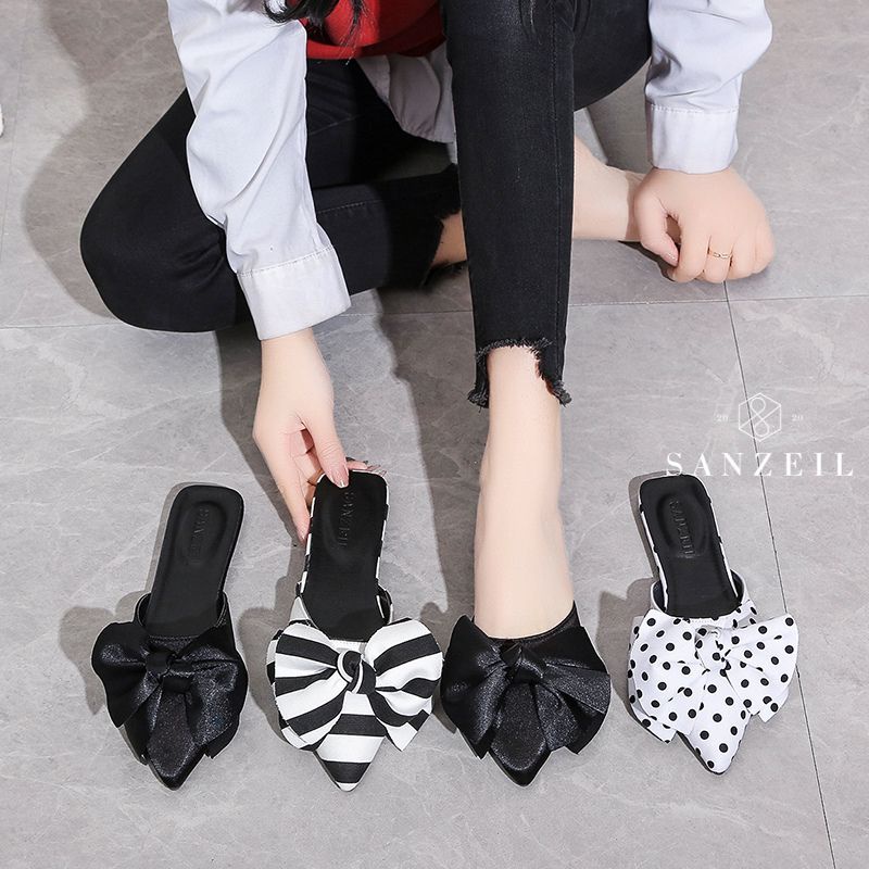 [COD] 3191 SANZEIL Lita Sandal Mules Kasual Import Wanita Dengan Acc Pita