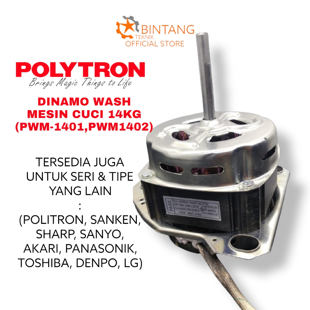 MOTOR DINAMO MESIN CUCI POLYTRON MANUAL 2 TABUNG 14KG (PWM 1401,PWWM1402)