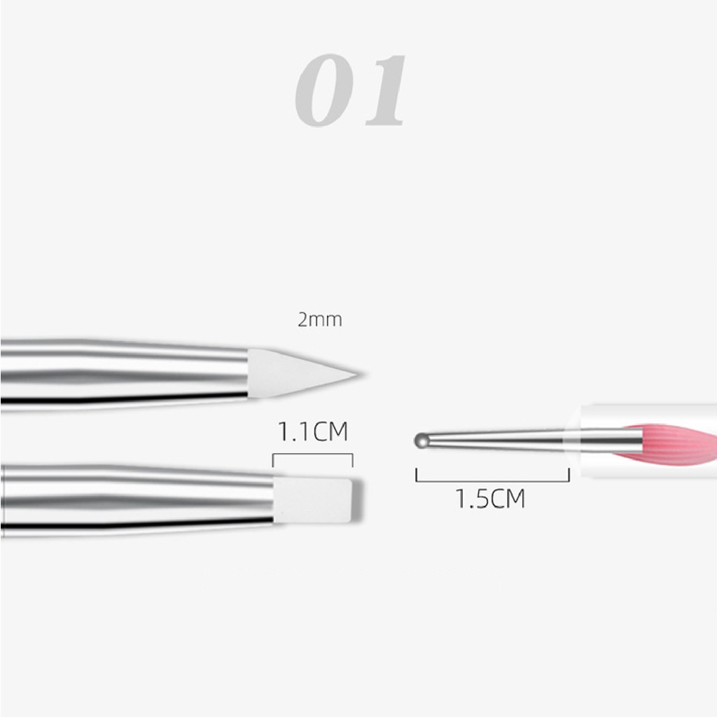 【 COD 】Set Brush Dotting Silikon Dua Sisi Untuk Nail Art/Dotting Silikon 2fungsi nail art tools