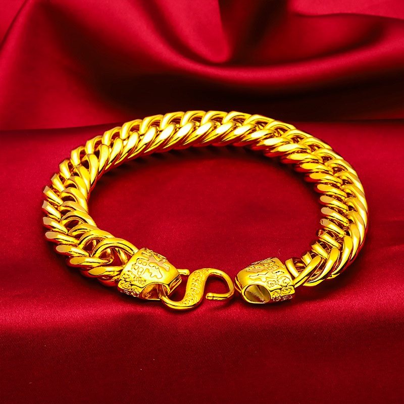 Goldkingdom Perhiasan Fashion Aksesoris Bangkok Emas Asli Kadar 375 Ready Stock Itu Gelang Tank Bos Cowok Klasik Yang Sombong