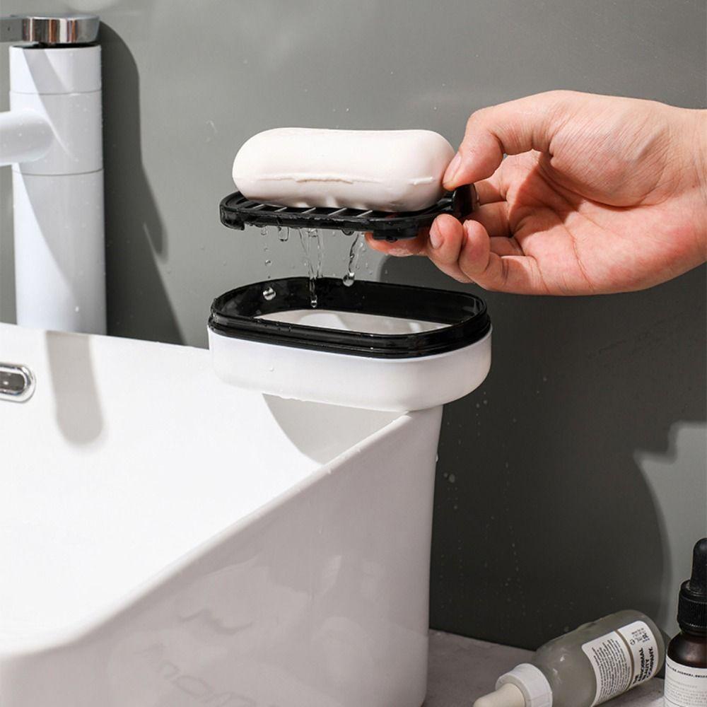 NICKOLAS1 Kotak Sabun Portable Tahan Lama Dengan Tutup 2-Layer Sealing Storage Rack Tempat Sabun