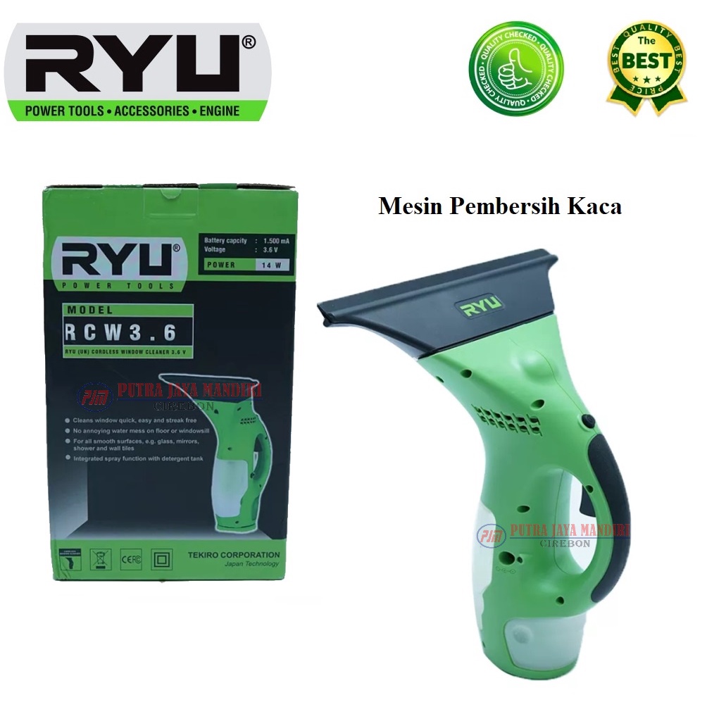 RYU Cordless Window Cleaner 3.6V - Mesin Pembersih Kaca Portable Tanpa Kabel RCW 3.6