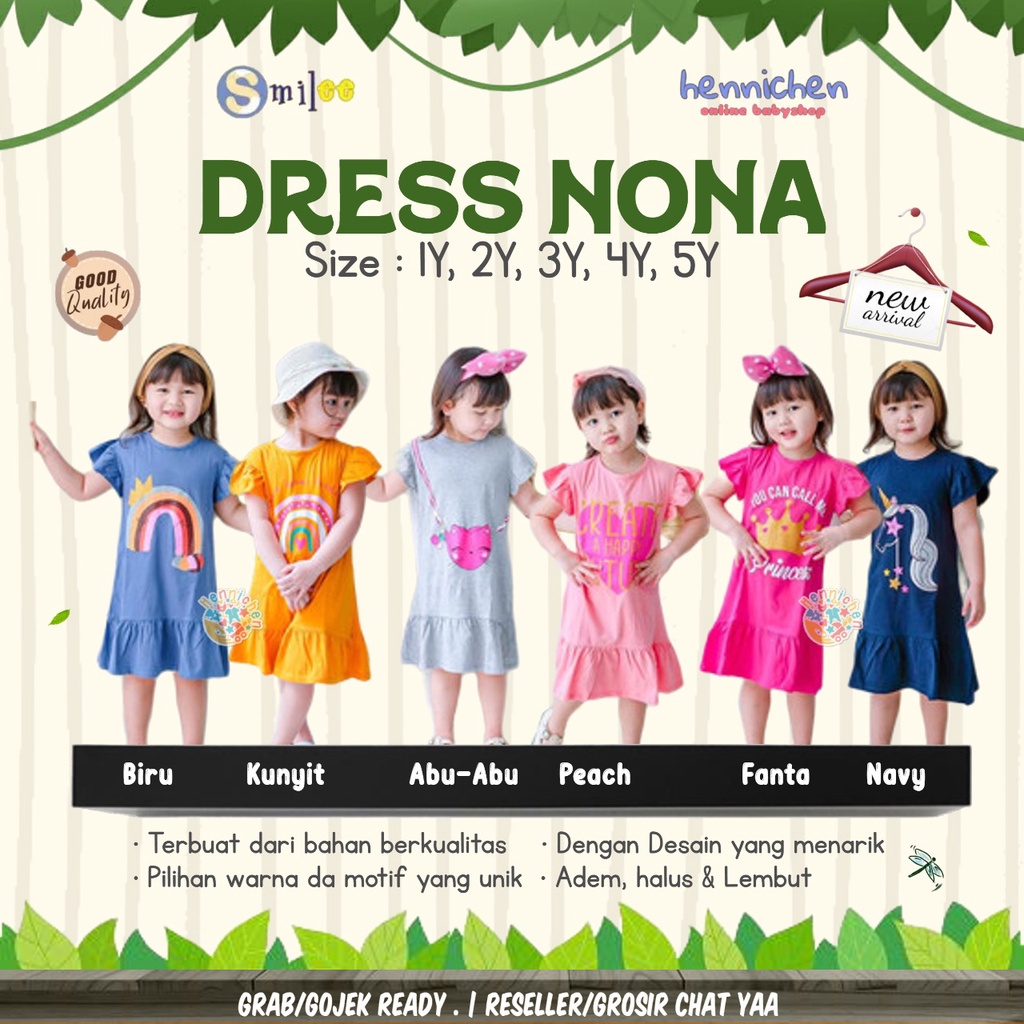 PROMO 7.7 Smilee Dress Nona 1-5 Tahun Dress Anak Perempuan Nonaa Banyak Motif Dress Lucu Bayi Anak