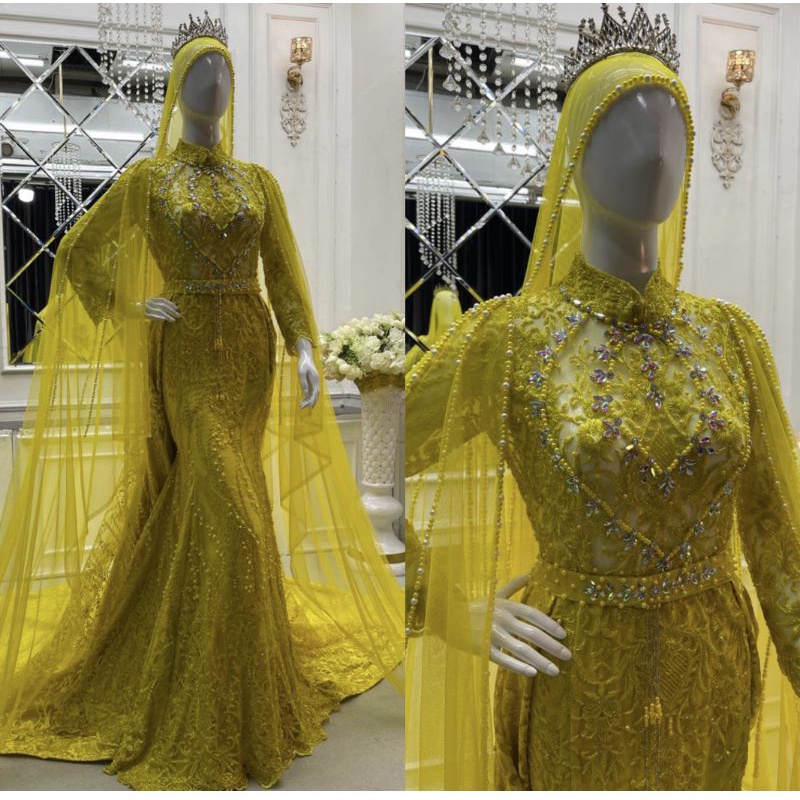 GAUN SLIM BEREKOR//GAUN PENGANTIN FULL PAYET//GAUN WEDDING MEWAH//BAJU