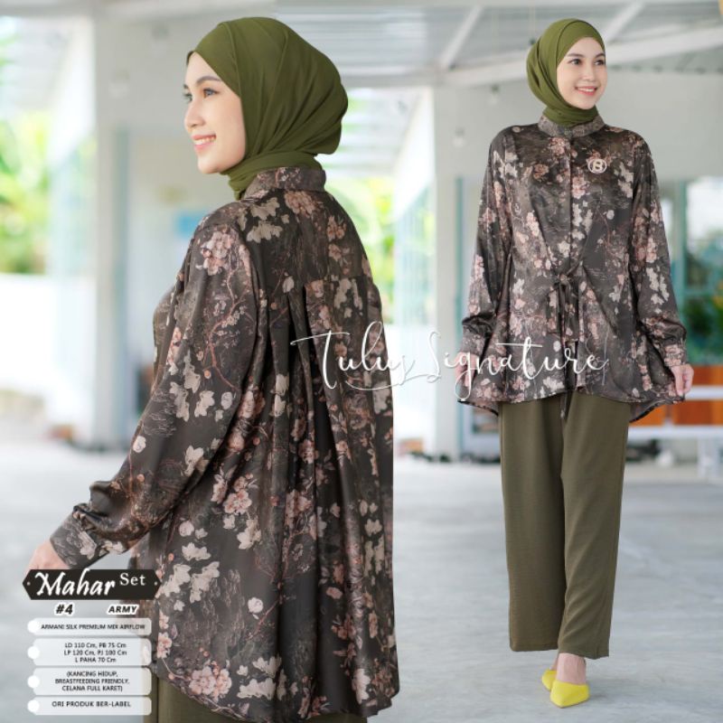 MAHAR SET #4 BY TULUS SIGNATURE / ONESET MOTIF MUSLIMAH / Setelan celana LD110