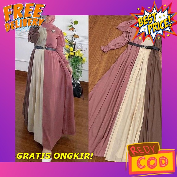 Promo Cuci Gudang Gamis Nibras Terbaru Original Viola Maxi || Gamis Ceruty Jumbo || Ukuran S M L Xl 