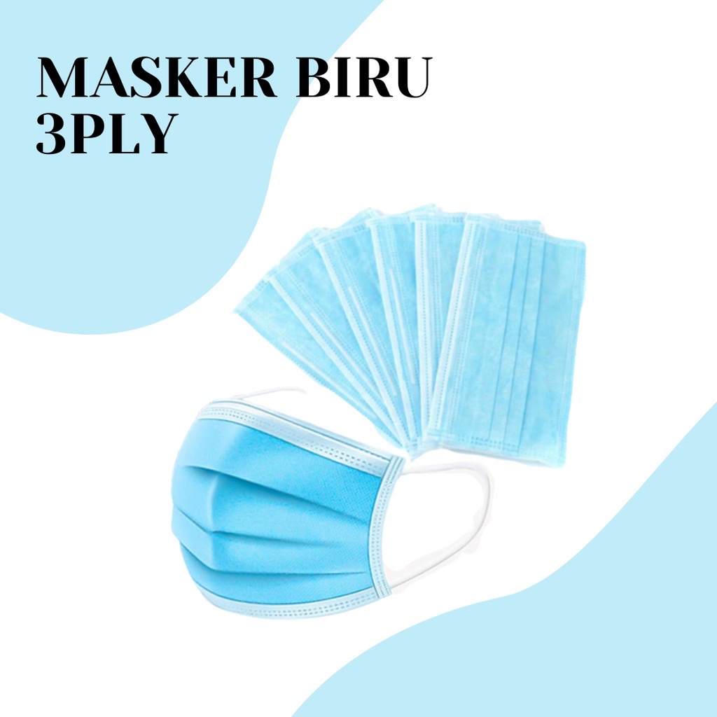 MASKER EARLOOP BIRU 3PLY ISI 50PCS