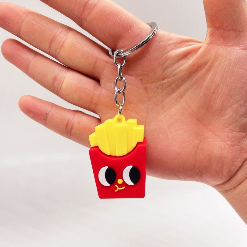 Gantungan Kunci Fast Food Burger Pizza Hotdog French Fries - Ganci Souvenir Import 3D High Quality