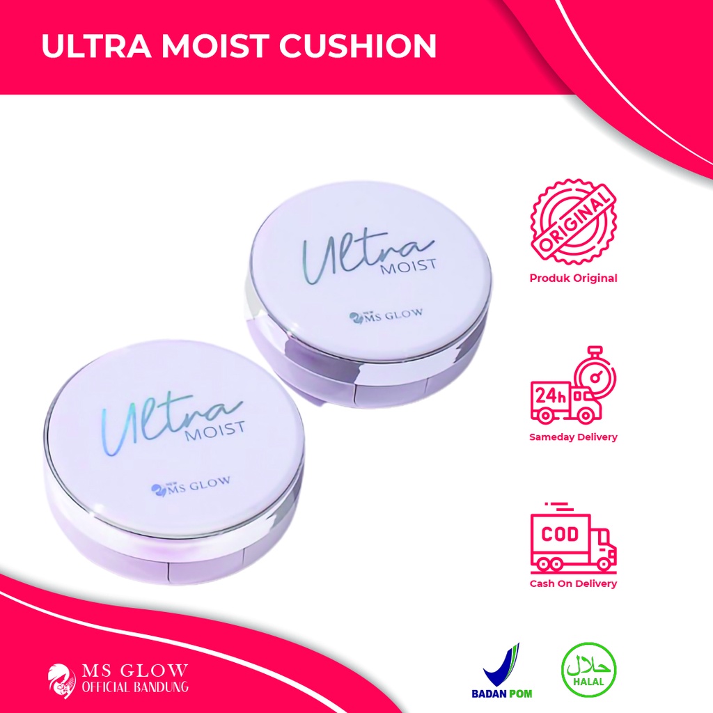 MS Glow Ultra Moist Cushion Light or Medium - By MsGlowofficialbandung