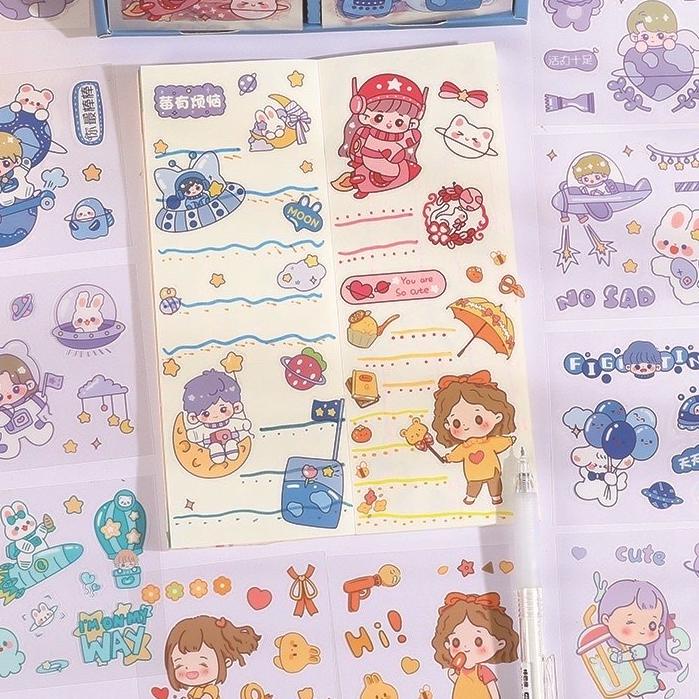 

GGD✶ WJ1491 (100lembar) Stiker Motif Kartun Korea Lucu Anti Air Sticker 2D Dekorasi Handbook Scrapbook DIY TERBAIK