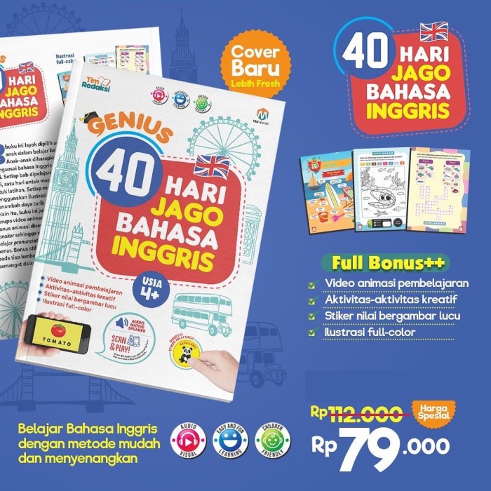 Buku Buku Anak Genius 40 Hari Jago Bahasa Inggris Ziyad Books Bonus Stiker