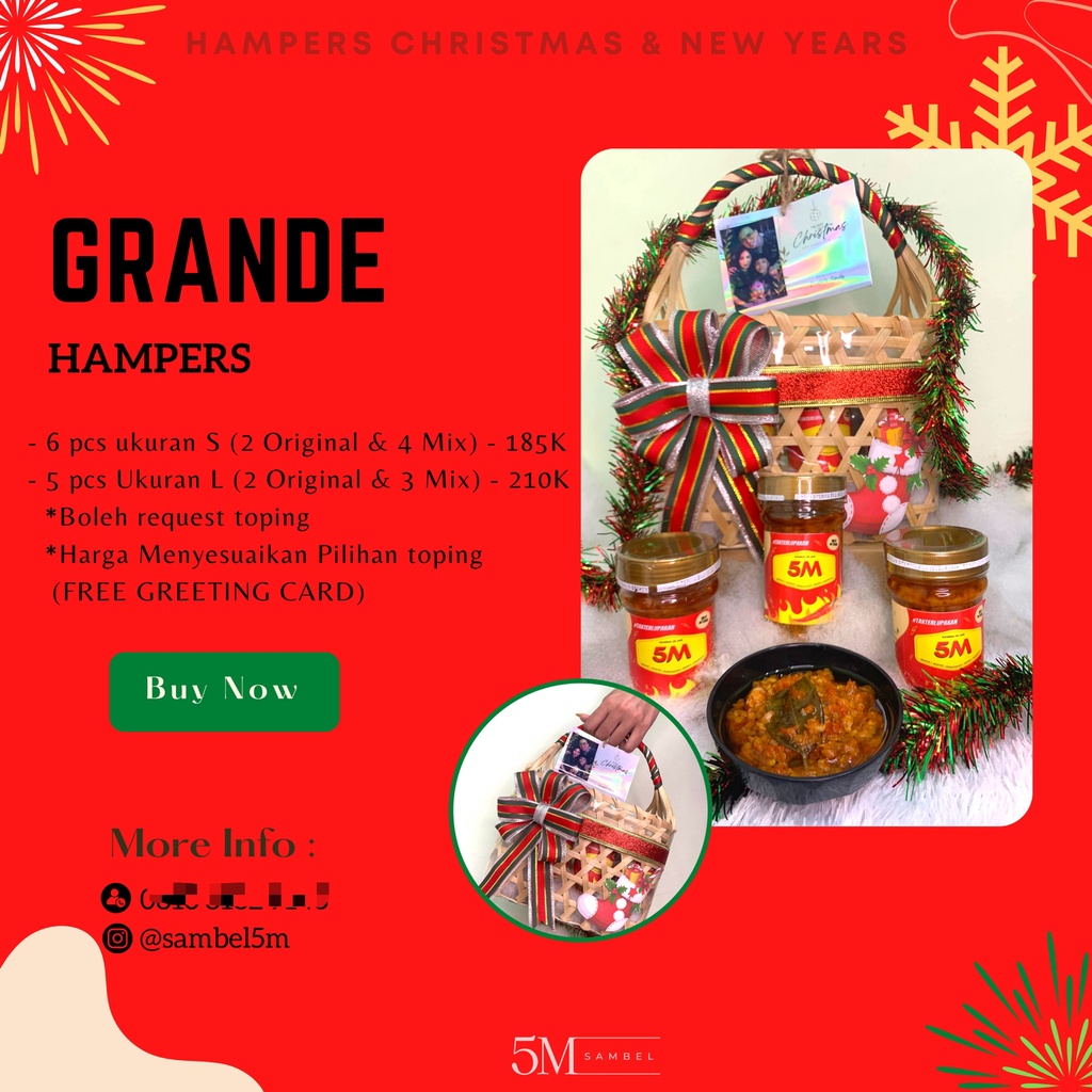 

HAMPERS TAHUN BARU IMLEK ULANGTAHUN NATAL LEBARAN HAJI SELAMATAN HAMPERS SAMBEL 5M UKURAN GRANDE 200ML SAMBEL TERMANTAP #TAKTERLUPAKAN