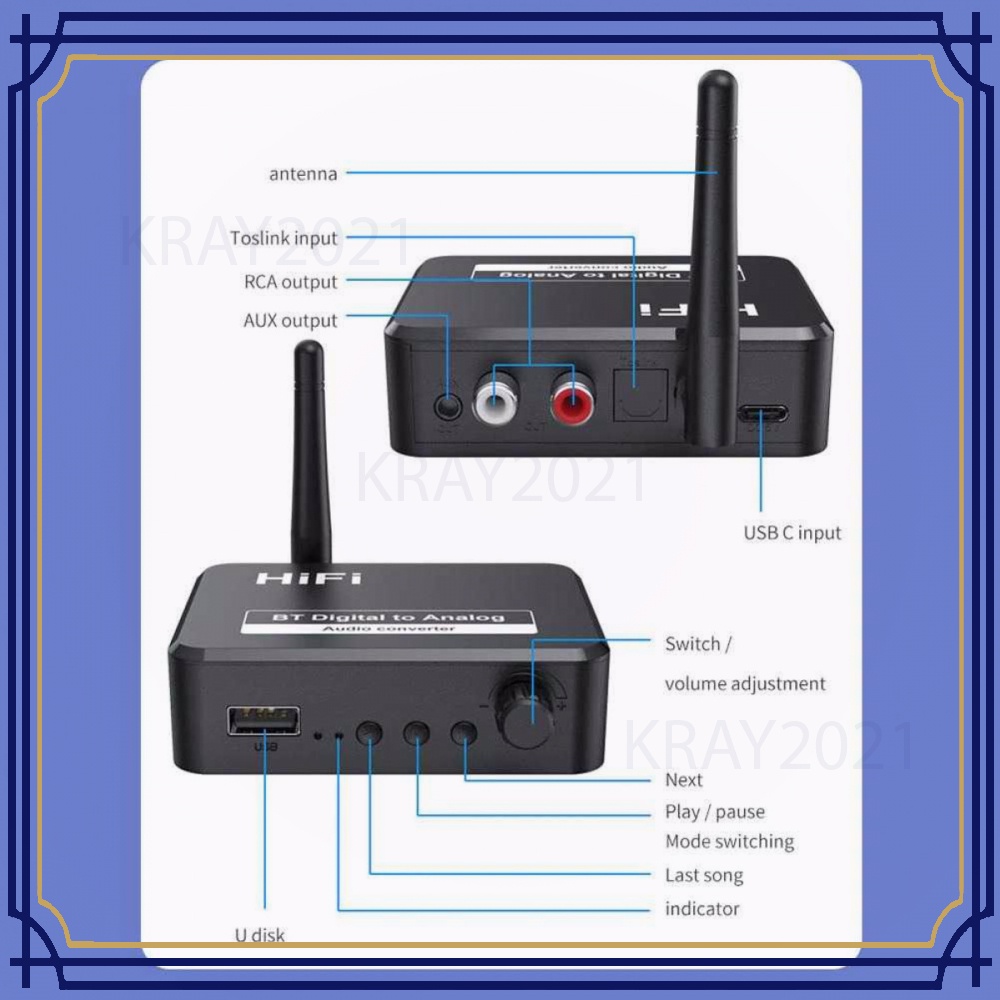 DAC Audio Bluetooth 5.1 Receiver HiFi Digital to Analog -CB743