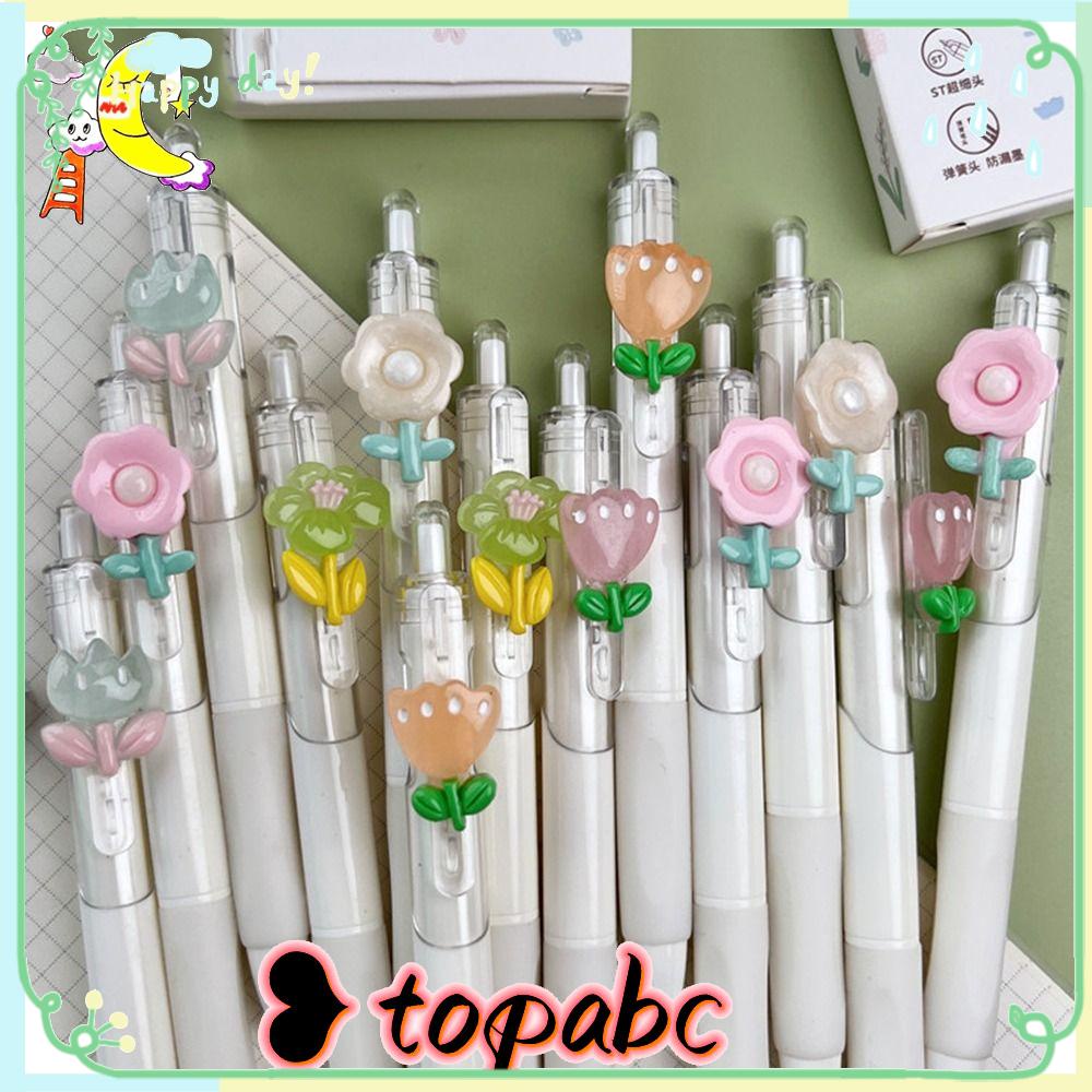 Top 6PCS/Set Pena Gel Alat Tulis Kartun Tulip Dekorasi Signature Pen