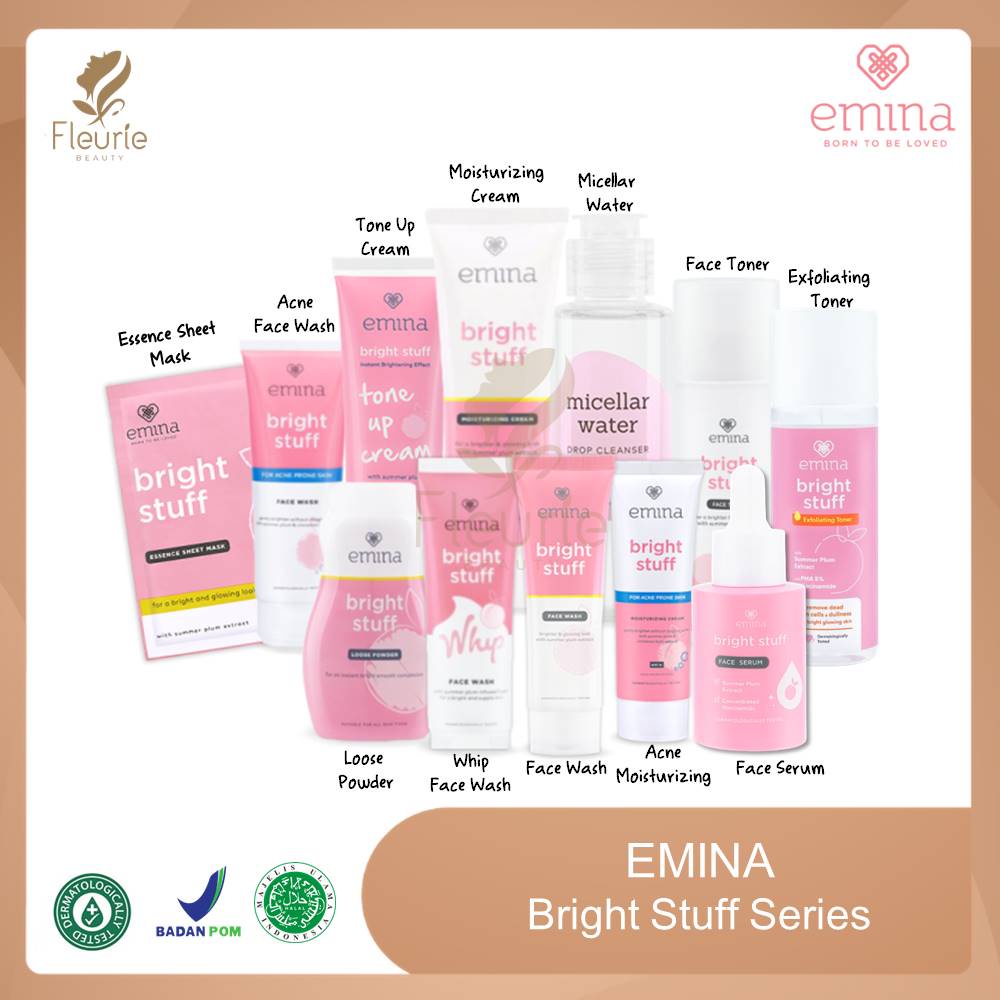 EMINA Bright Stuff Toner, Micellar, Moisurizing, Face Wash, Tone Up, Serum, Loose Powder, Face Scrub, Essence Mask