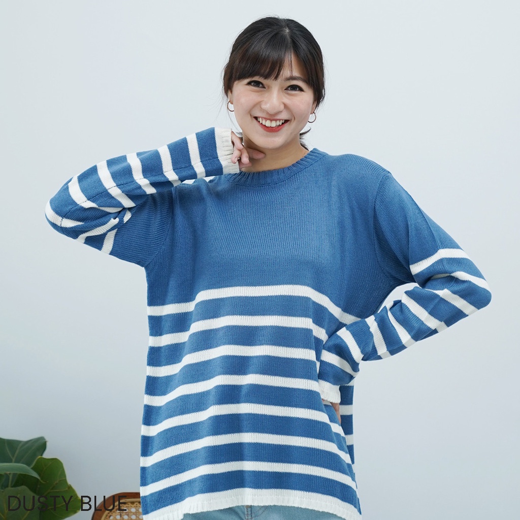 Oversized Stripe Kiyomi Atasan Blouse Outer Wanita