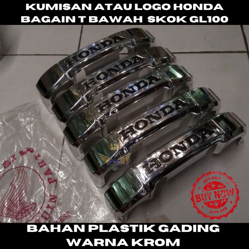 Kumisan Logo Honda Shock T GL100 Plastik Krom