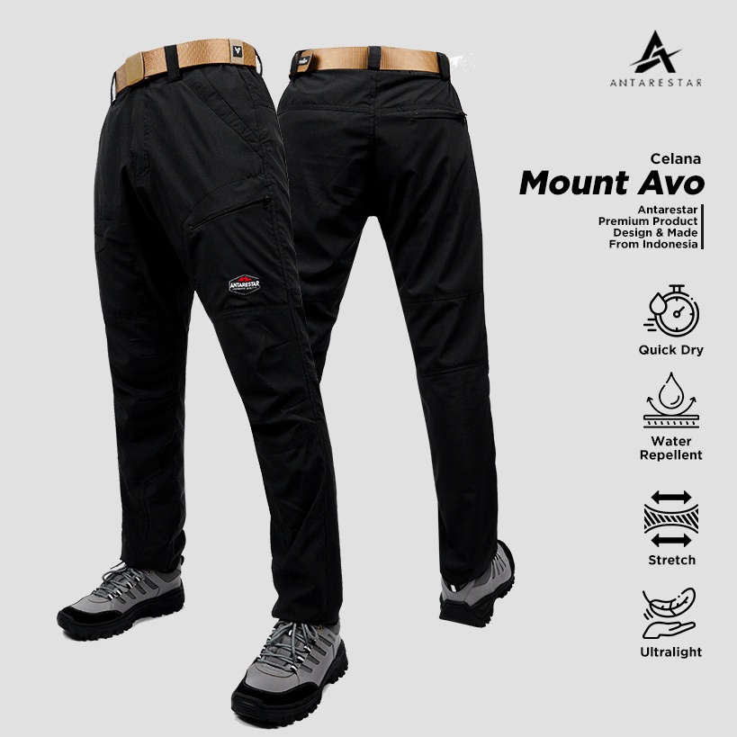 Celana Gunung Panjang Outdoor Pria Wanita Waterproof HITAM Polos Celana  Mount Avo Trendy Celana Kek