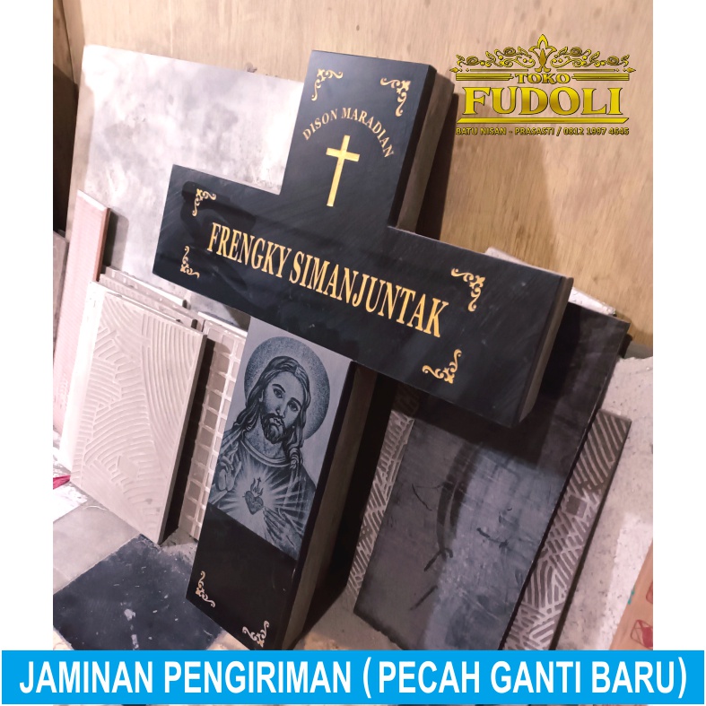 Batu Nisan Salib dan foto Yesus laser bahan Granit kualitas terbaik