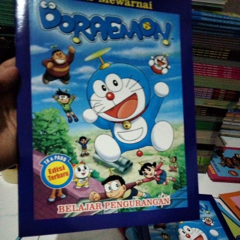 Buku Anak tk & paud Belajar pengurangan sambil mewarnai Doraemon