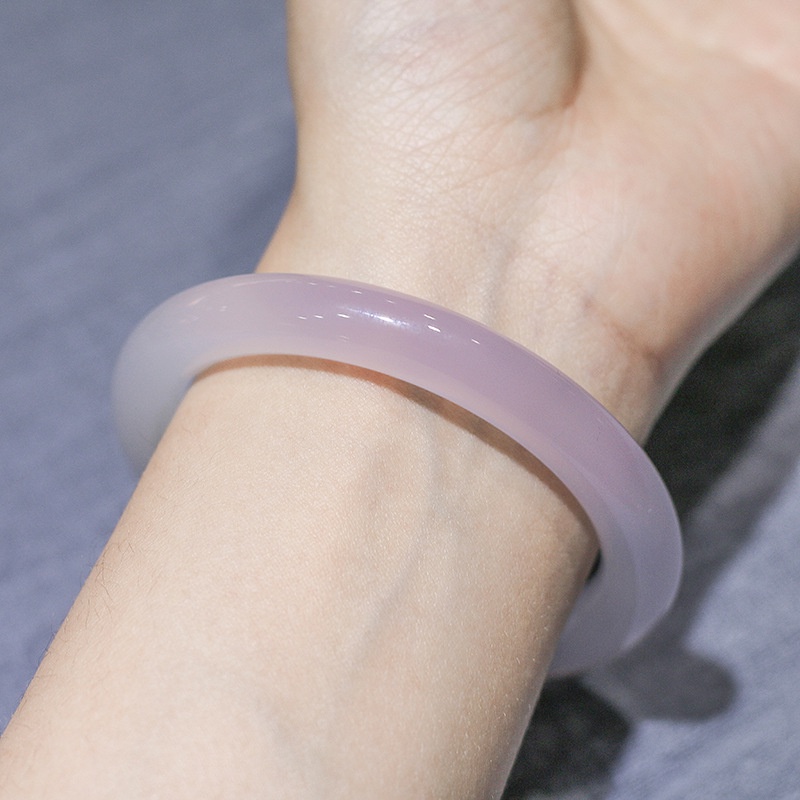 Taro Puree Bobo Natural Violet Chalcedony Bracelet Gelang Batu Akik Ungu Es Lavender Giok Gelang Leci Beku Bulat Bar