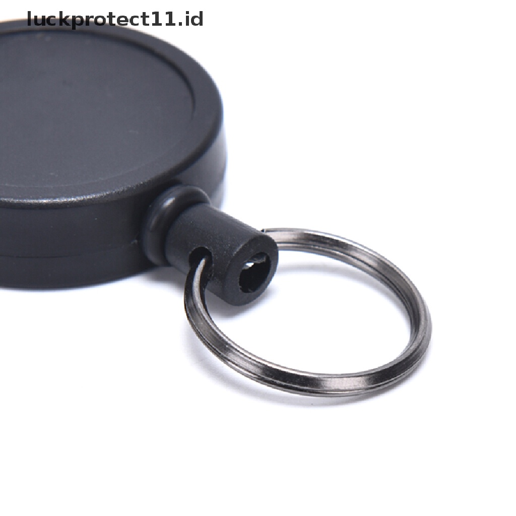 /Fashion Hot//// Badge Reel Tarik Gantungan Kunci Ditarik ID Holder Security Card Klip Kunci Ring Hitam.