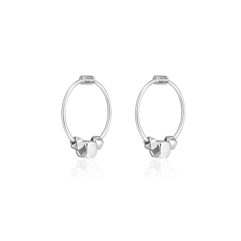 Kami Bunga Chic s925 Perak Kecil Kubus Hoop Anting-Anting Untuk Wanita Gadis Elegan Geometris Pesona Anting Bulat Fashion Telinga Perhiasan