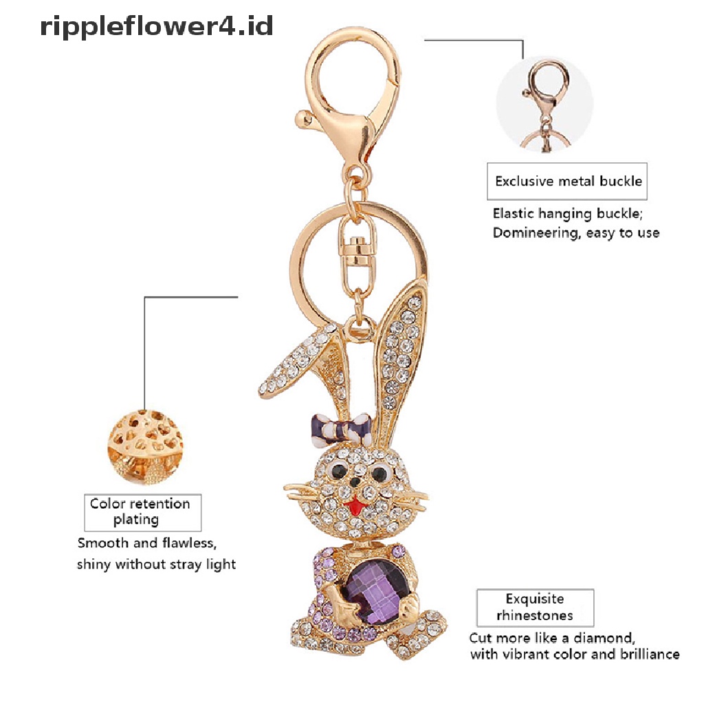 {rippleflower4.id} Kartun Alloy Berlian Imitasi Kelinci Gantungan Kunci Keyring Liontin Tas Tangan Mobil Gantungan Kunci~