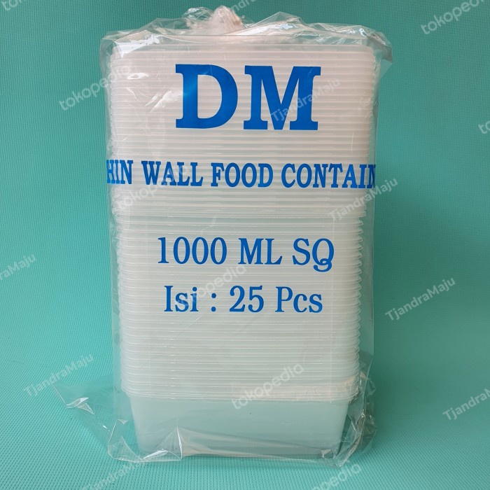 Tbs Termurah Kotak Makanan/Thinwall Square Dm 1000Ml/1000 Ml