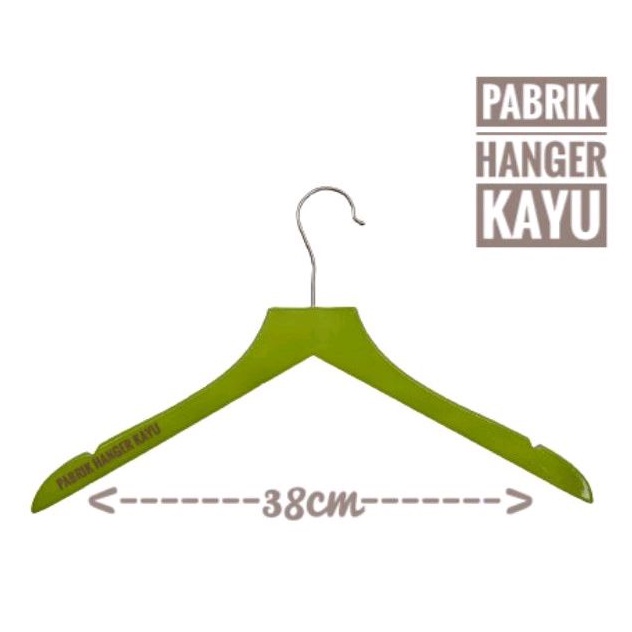 HANGER KAYU KEPALA LURUS HIJAU 38CM